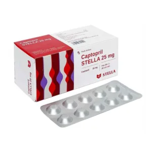Thuốc Captopril Stella 25mg Điều trị tăng huyết áp, suy tim (100 viên)
